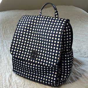 Tory Burch Royal Navy Gingham Checker Nylon Baby Backpack Gold Hardware - NWOT